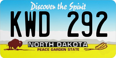 ND license plate KWD292