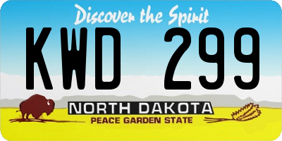 ND license plate KWD299