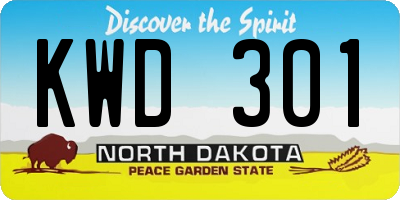 ND license plate KWD301