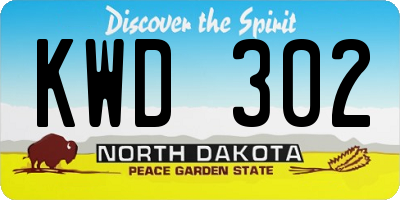 ND license plate KWD302