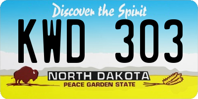 ND license plate KWD303