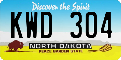 ND license plate KWD304