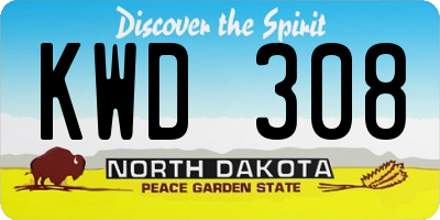 ND license plate KWD308