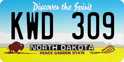 ND license plate KWD309