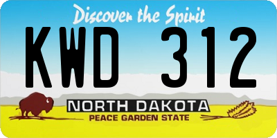 ND license plate KWD312