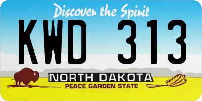 ND license plate KWD313