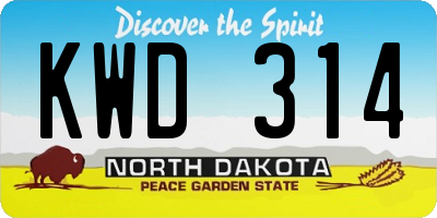 ND license plate KWD314