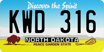 ND license plate KWD316