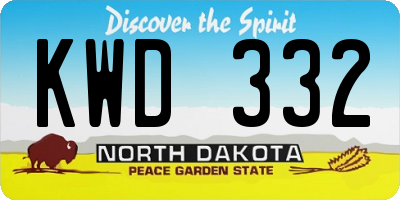 ND license plate KWD332