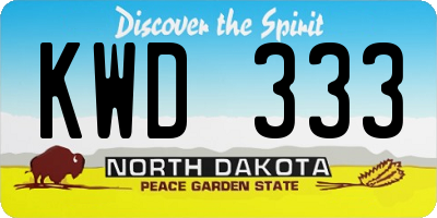 ND license plate KWD333