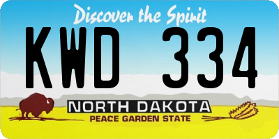 ND license plate KWD334