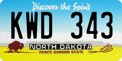 ND license plate KWD343