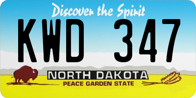 ND license plate KWD347