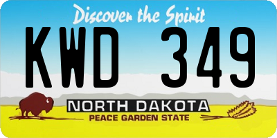 ND license plate KWD349