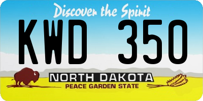 ND license plate KWD350