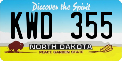 ND license plate KWD355