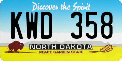 ND license plate KWD358