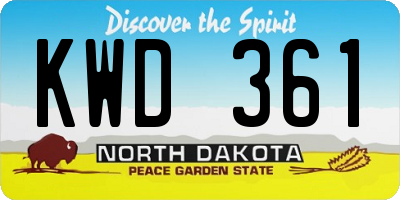 ND license plate KWD361