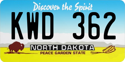 ND license plate KWD362