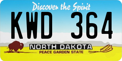 ND license plate KWD364