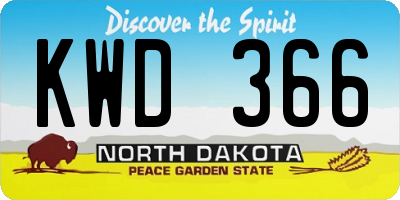 ND license plate KWD366