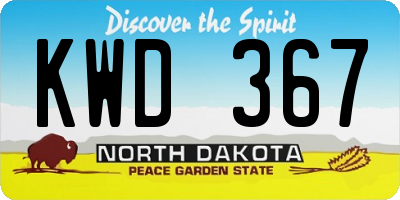 ND license plate KWD367