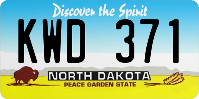 ND license plate KWD371