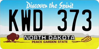 ND license plate KWD373