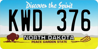 ND license plate KWD376