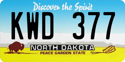 ND license plate KWD377