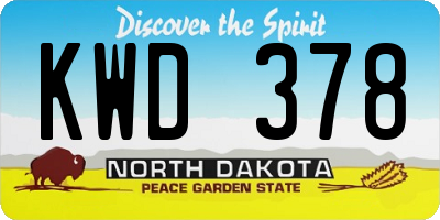 ND license plate KWD378
