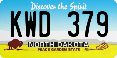 ND license plate KWD379