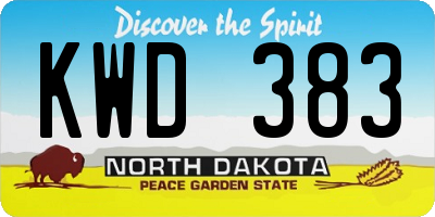 ND license plate KWD383