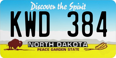 ND license plate KWD384
