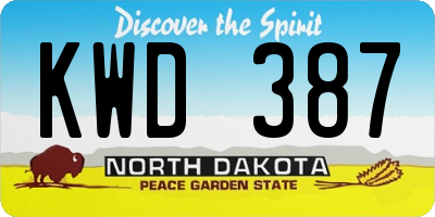 ND license plate KWD387