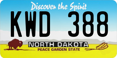 ND license plate KWD388