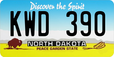 ND license plate KWD390
