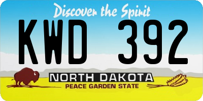 ND license plate KWD392