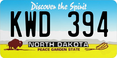ND license plate KWD394