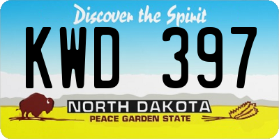 ND license plate KWD397