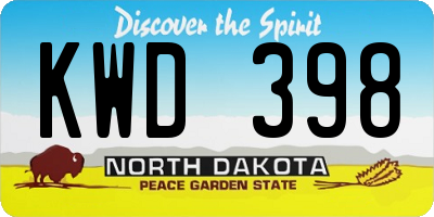 ND license plate KWD398