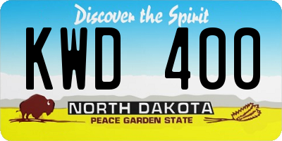 ND license plate KWD400