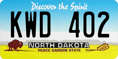 ND license plate KWD402