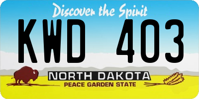 ND license plate KWD403