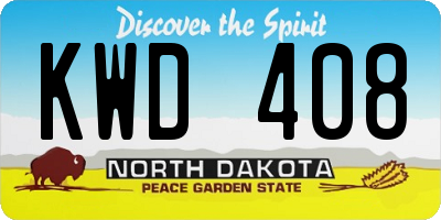 ND license plate KWD408