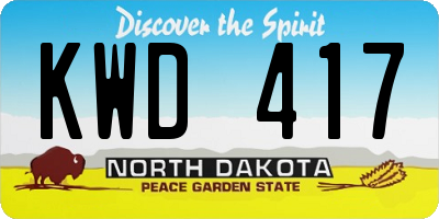 ND license plate KWD417