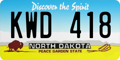 ND license plate KWD418