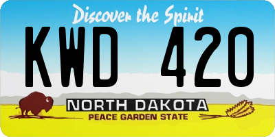 ND license plate KWD420