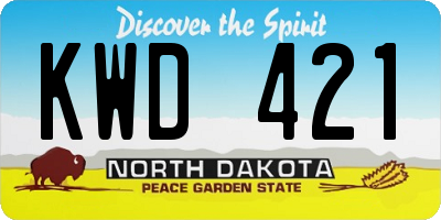 ND license plate KWD421