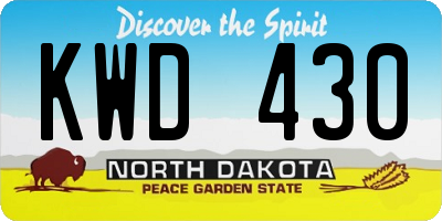 ND license plate KWD430